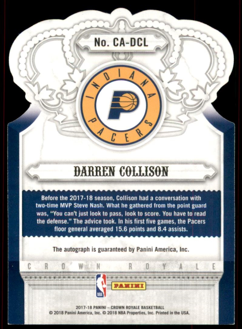 2017-18 Crown Royale Crown Autographs #65 Darren Collison/99
