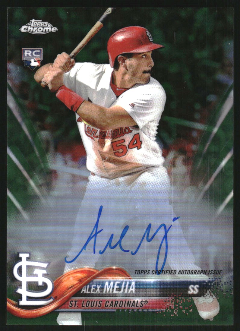 2018 Topps Chrome Rookie Autographs Green Refractors #RAAME Alex Mejia