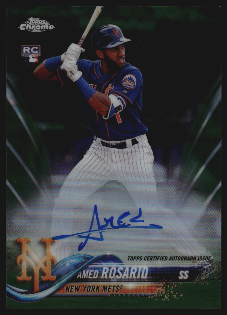 2018 Topps Chrome Rookie Autographs Green Refractors #RAAR Amed Rosario