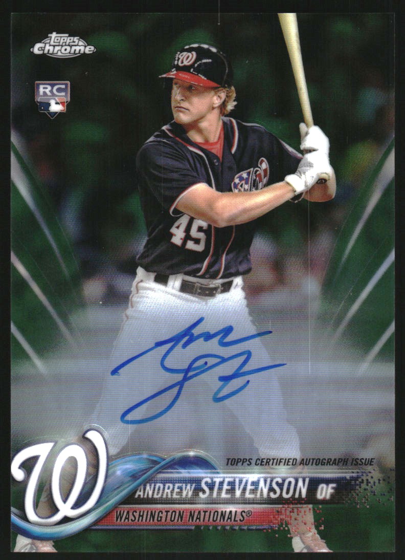 2018 Topps Chrome Rookie Autographs Green Refractors #RAAS Andrew Stevenson