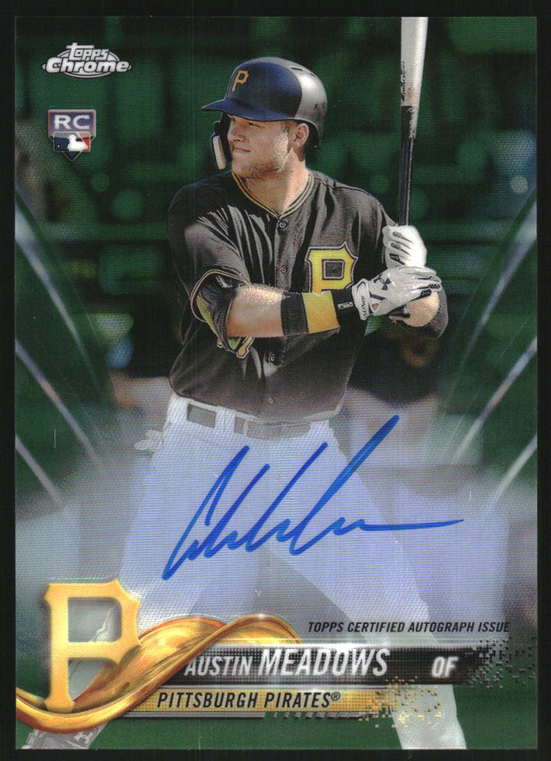 2018 Topps Chrome Rookie Autographs Green Refractors #RAAUM Austin Meadows