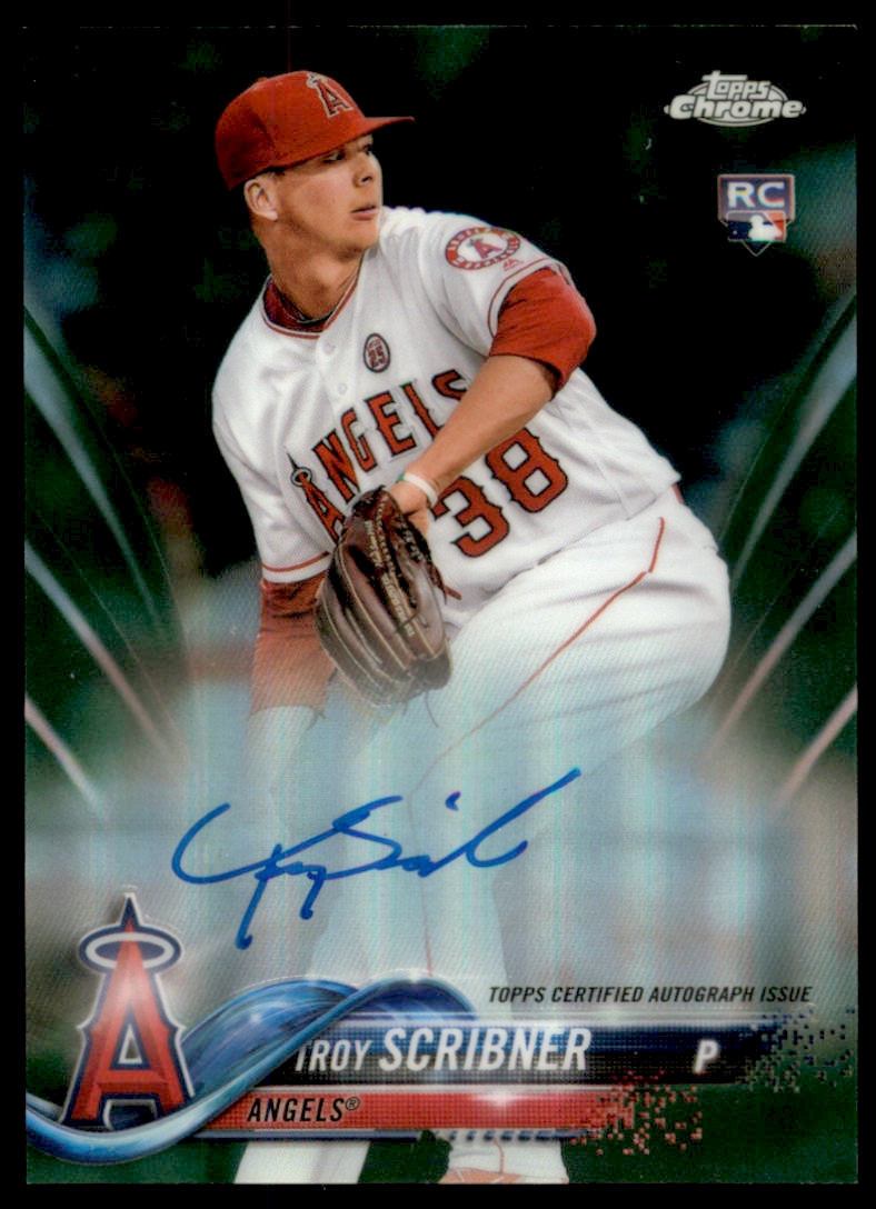 2018 Topps Chrome Rookie Autographs Green Refractors #RATS Troy Scribner