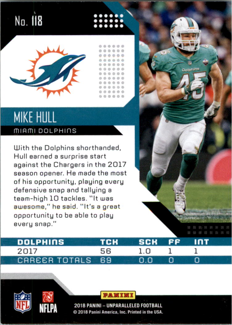2018 Panini Unparalleled #118 Mike Hull RC back image