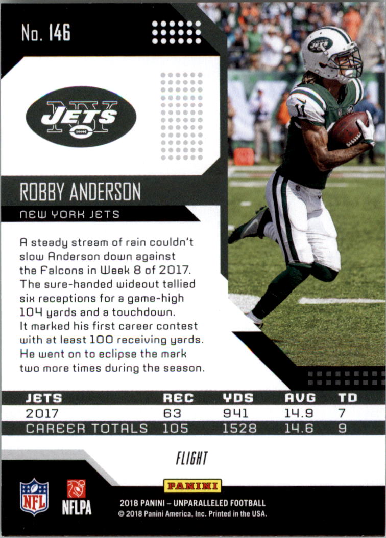 2018 Panini Unparalleled Flight #146 Robby Anderson back image