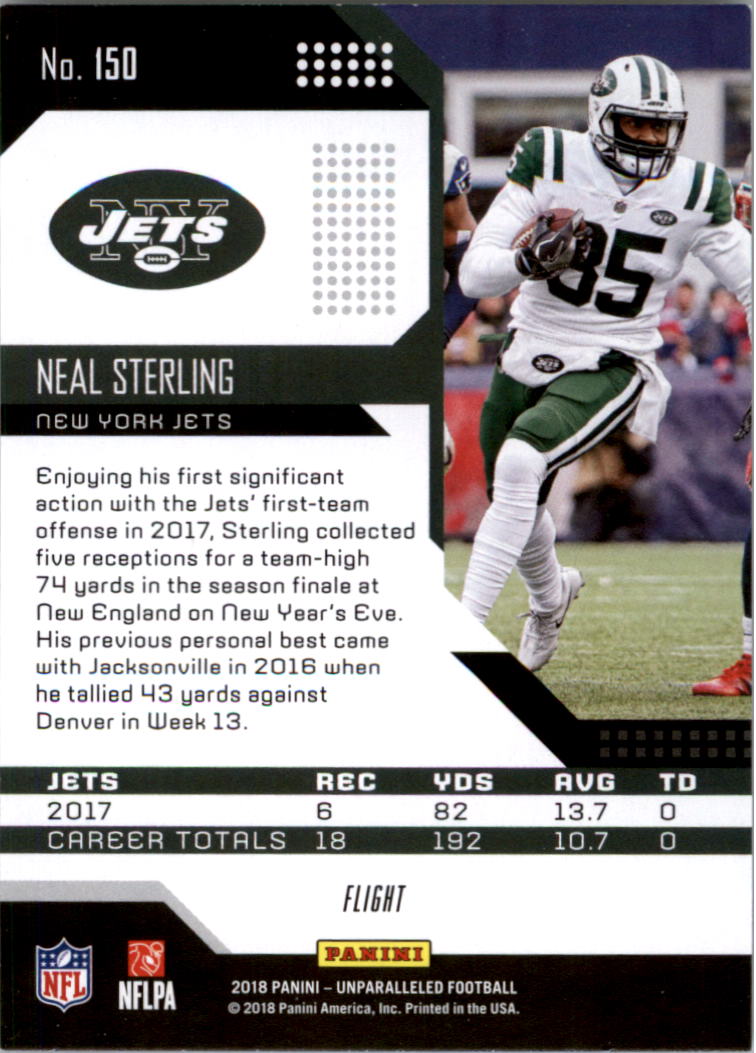 2018 Panini Unparalleled Flight #150 Neal Sterling back image