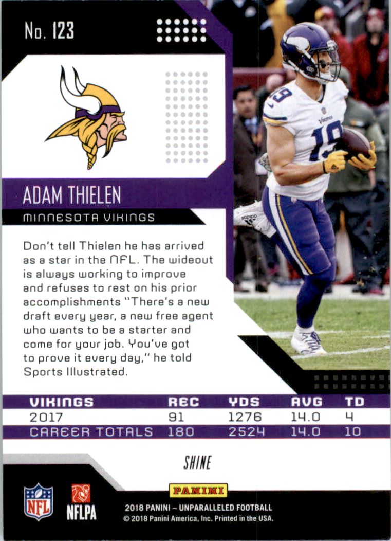 2018 Panini Unparalleled Shine #123 Adam Thielen