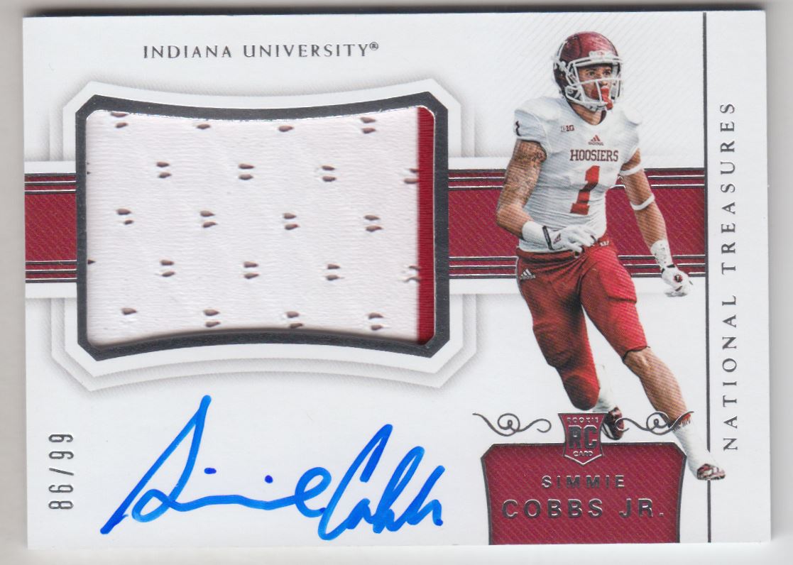 2018 Panini National Treasures Collegiate #118 Simmie Cobbs Jr. JSY AU/99 RC