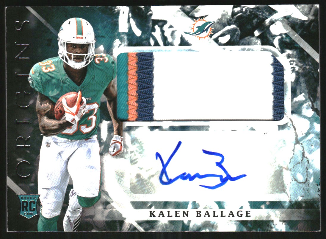 2018 Panini Origins #117 Kalen Ballage JSY AU RC