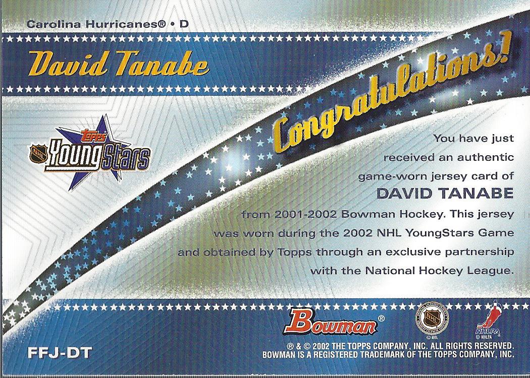 2001-02 Bowman YoungStars Relics #JDT Dave Tanabe J back image