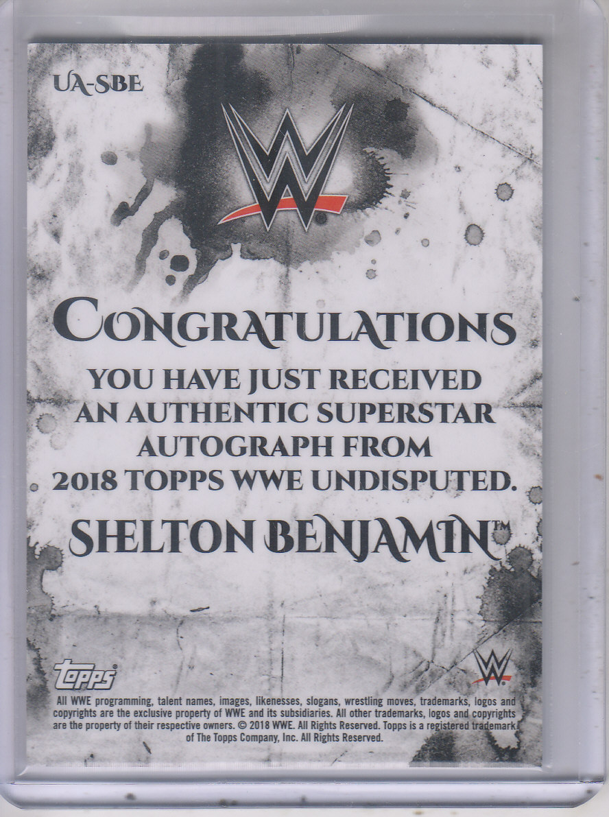 2018 Topps WWE Undisputed Autographs Blue #UASBE Shelton Benjamin back image