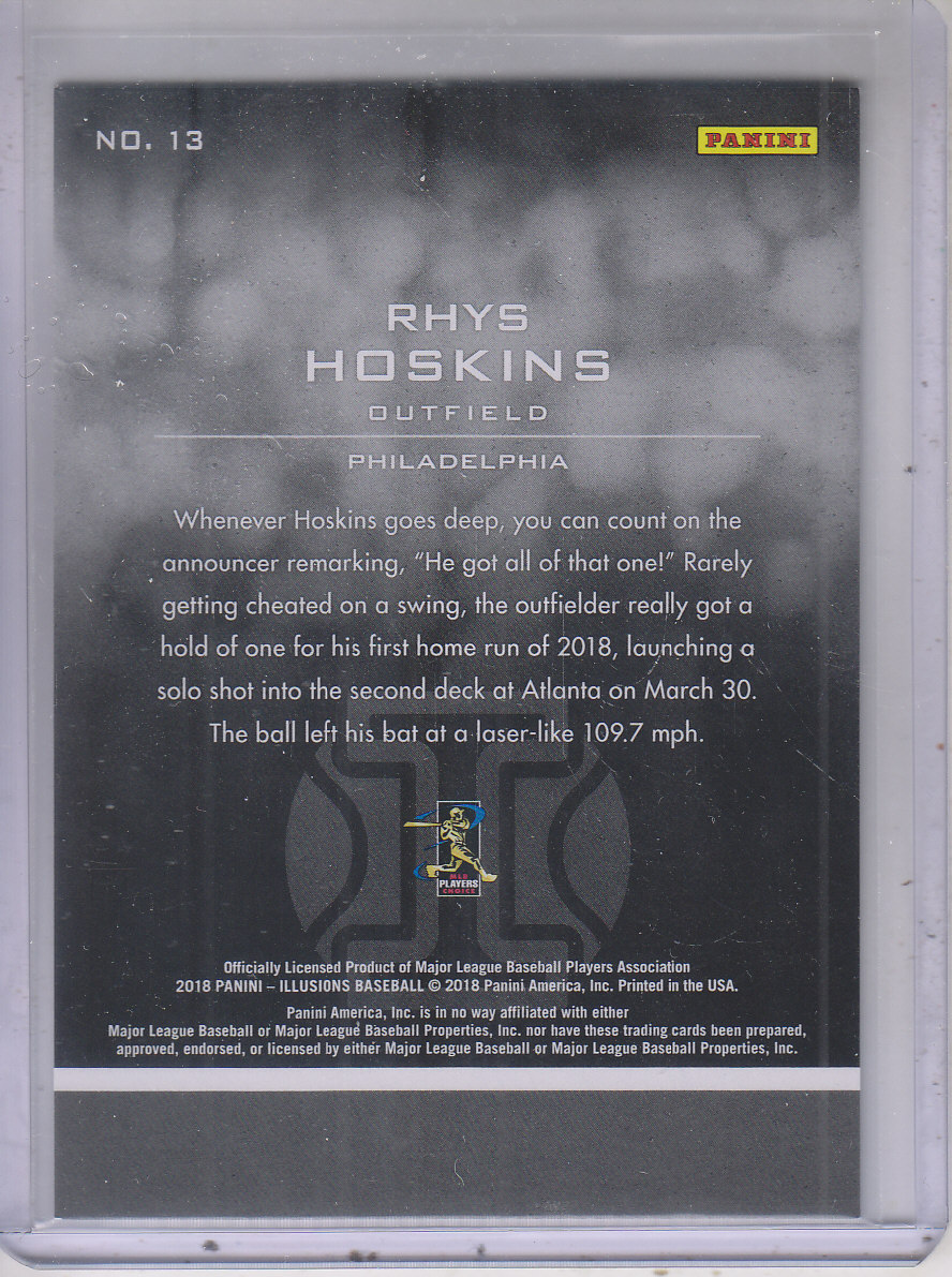 2018 Panini Illusions Trophy Collection Blue #13 Rhys Hoskins back image