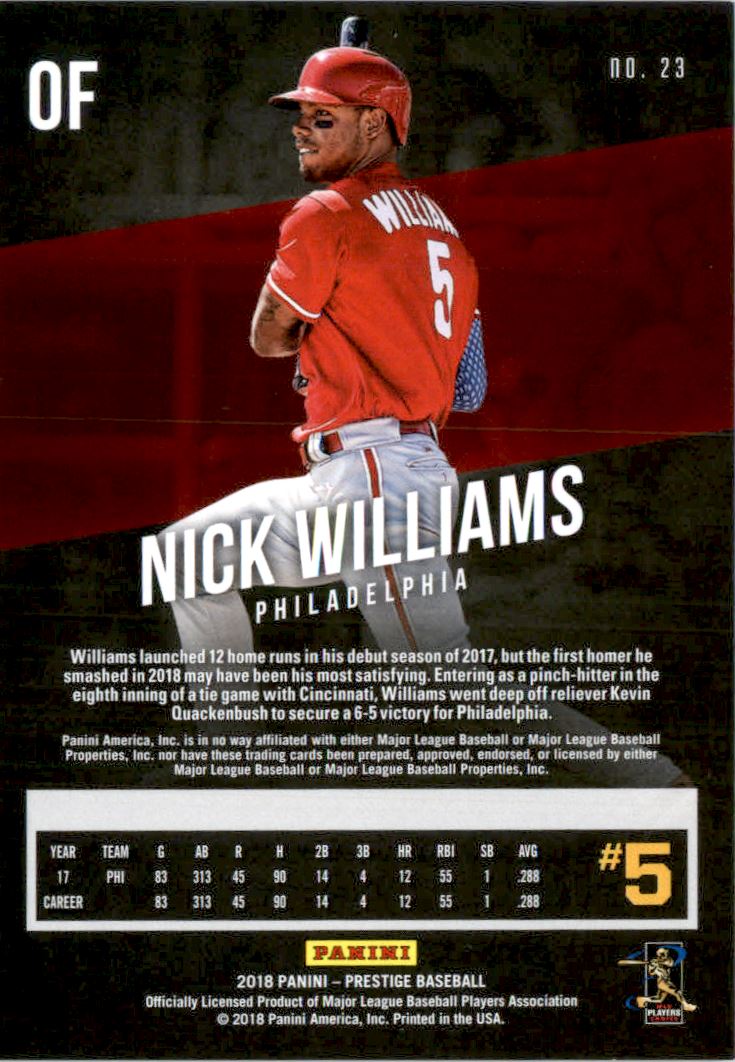 2018 Prestige Gold #23 Nick Williams back image