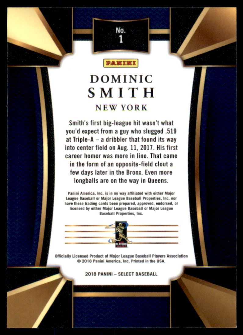 2018 Select #1 Dominic Smith RC back image