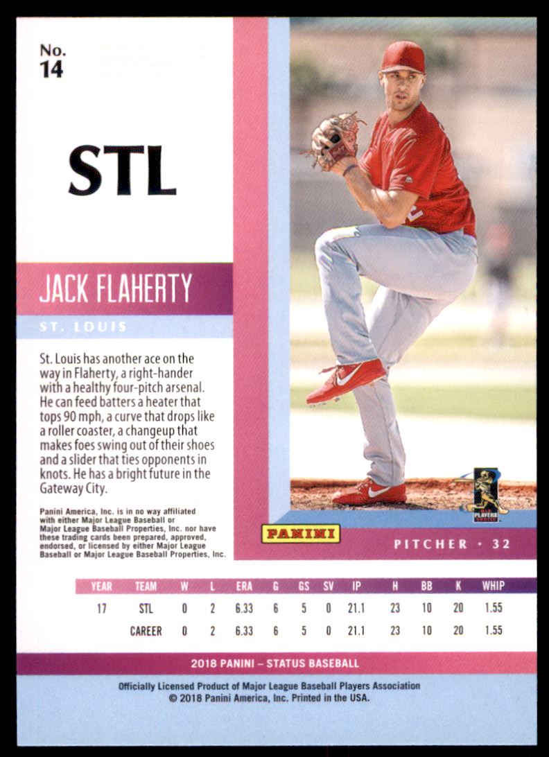 2018 Panini Status #14 Jack Flaherty RC back image