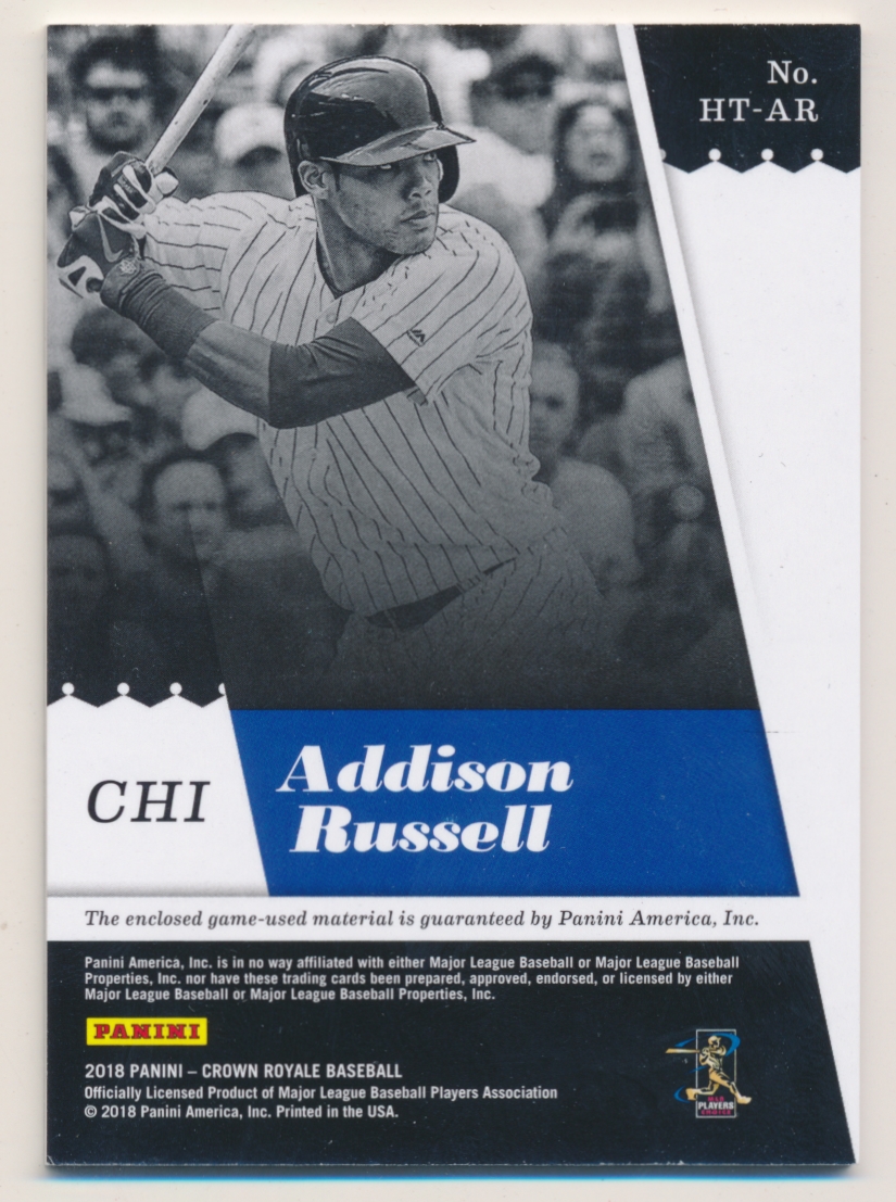 2018 Crown Royale Heirs to the Throne Materials Gold #3 Addison Russell/49 back image