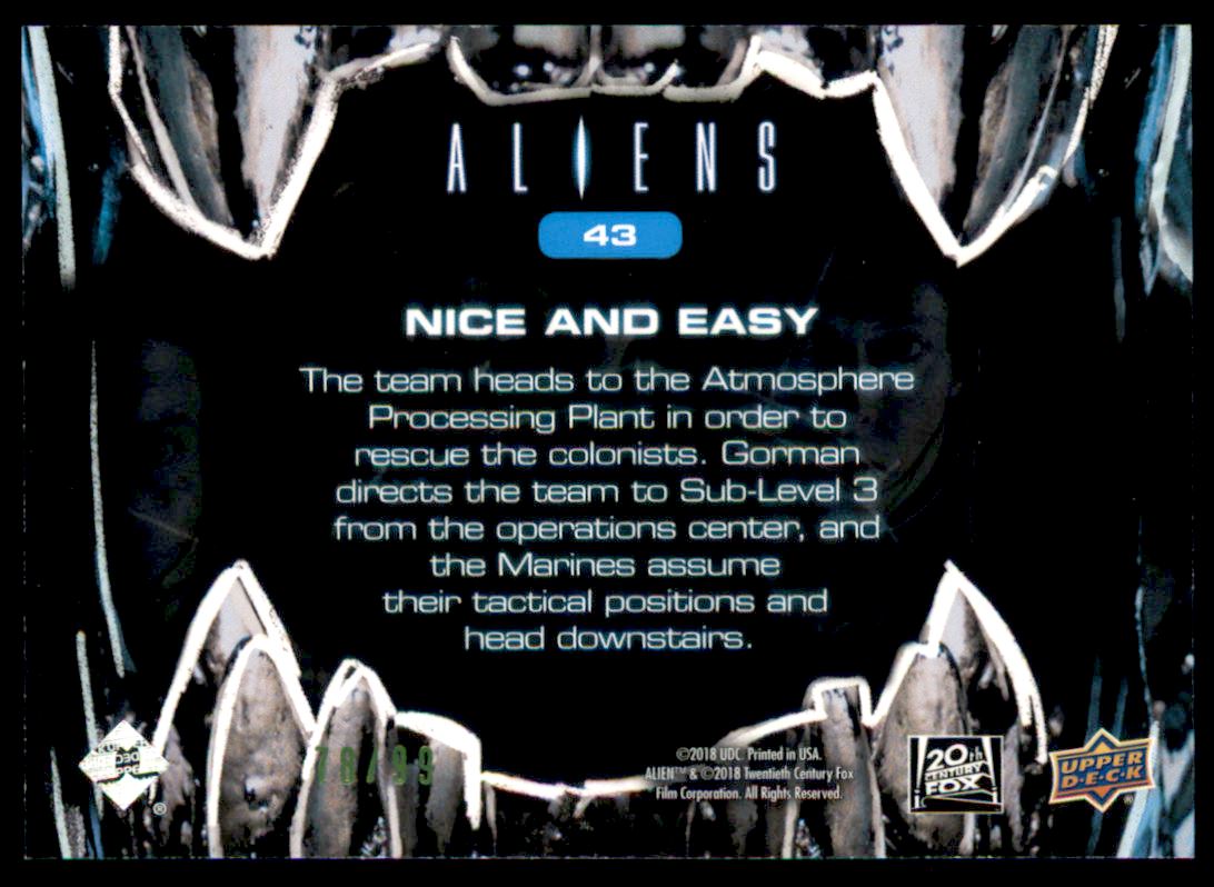 2018 Upper Deck Aliens Synthetic Blood #43 Nice and Easy back image