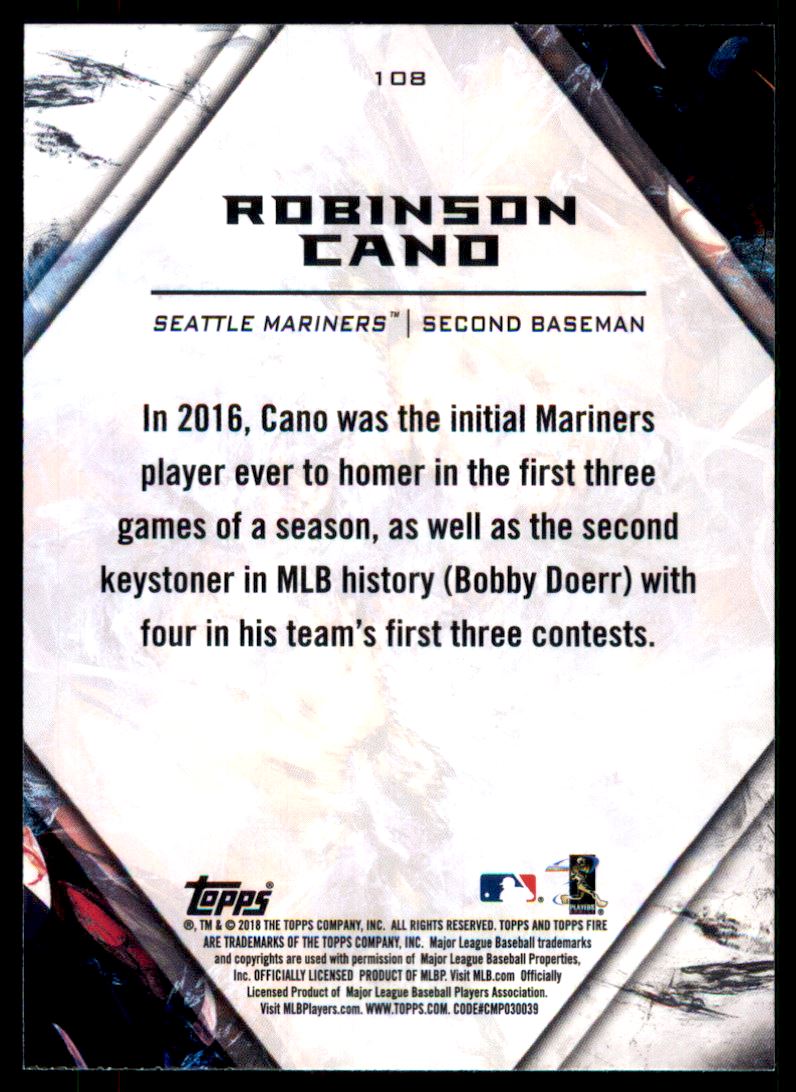 2018 Topps Fire Blue #108 Robinson Cano back image