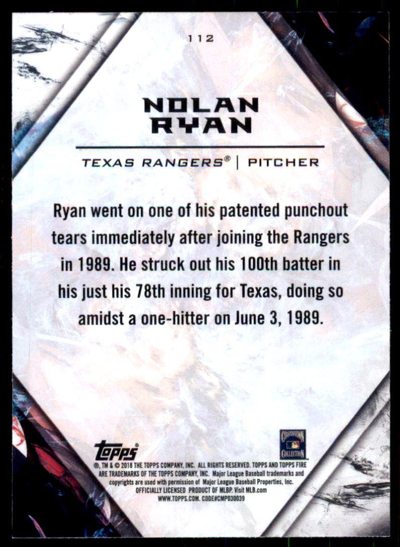 2018 Topps Fire Flame #112 Nolan Ryan