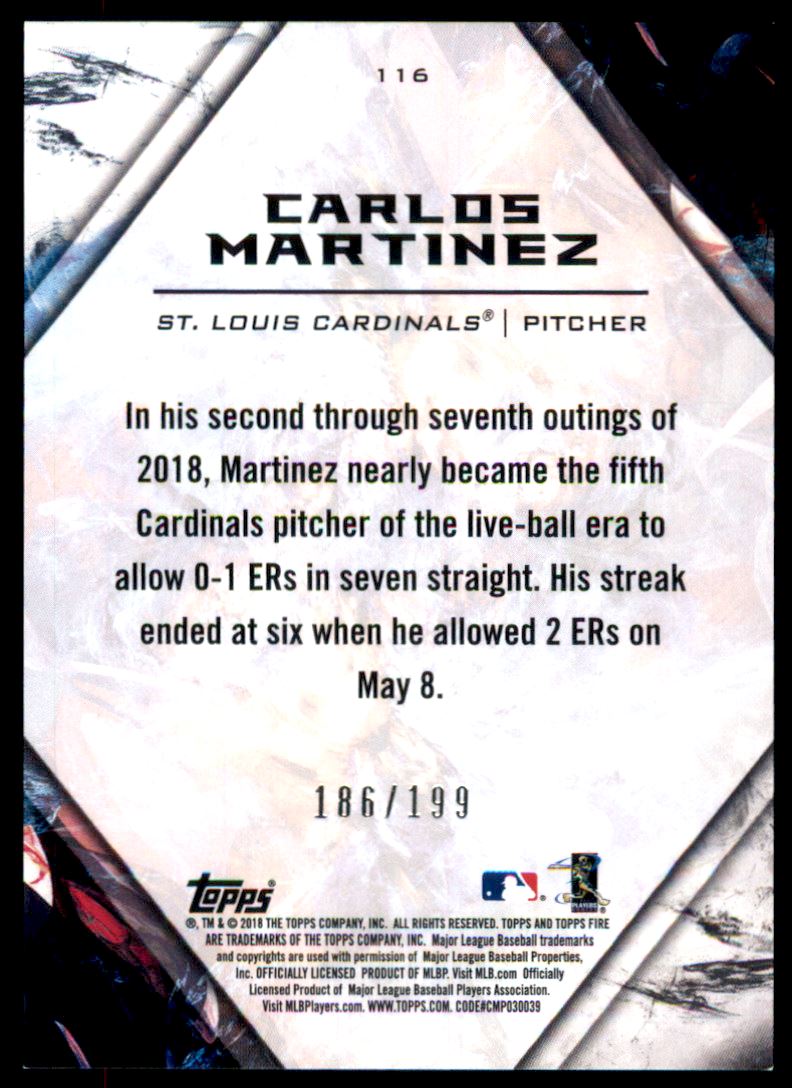 2018 Topps Fire Green #116 Carlos Martinez back image