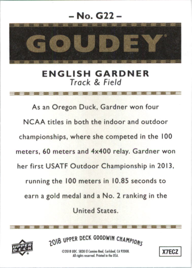 2018 Upper Deck Goodwin Champions Goudey #G22 English Gardner back image