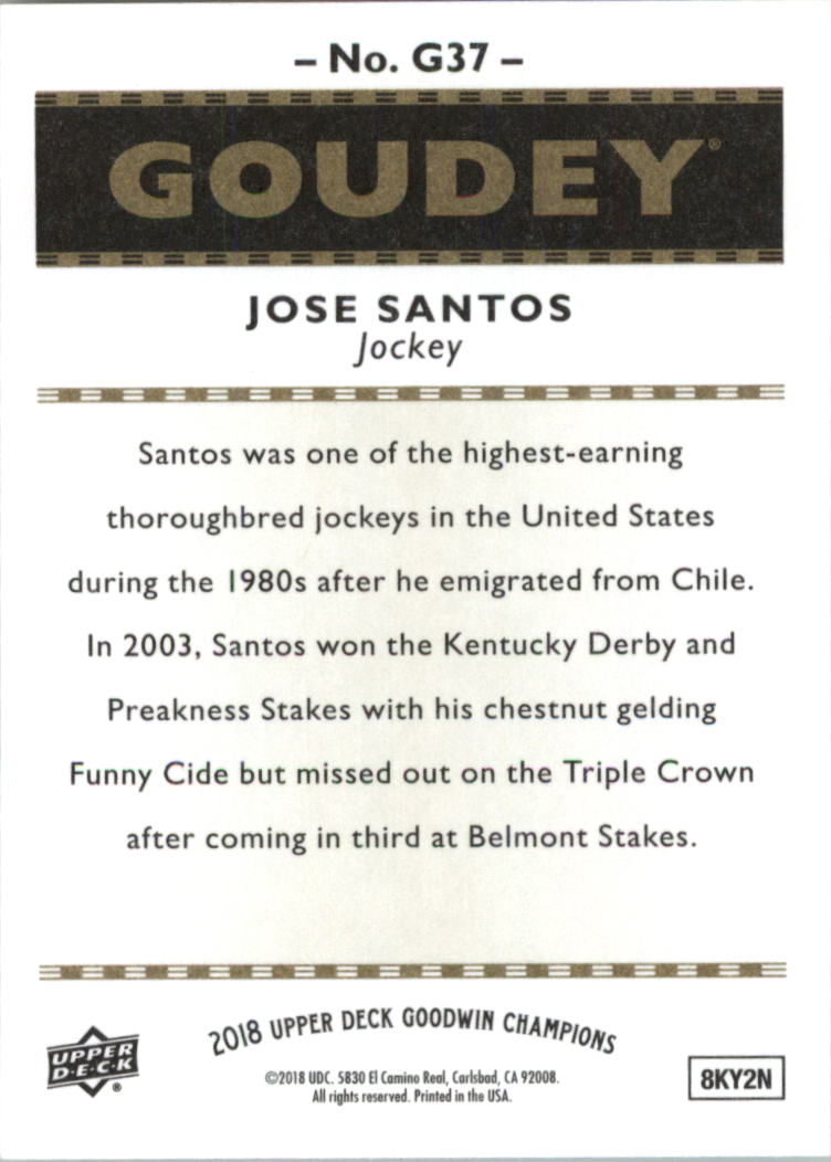 2018 Upper Deck Goodwin Champions Goudey #G37 Jose Santos back image