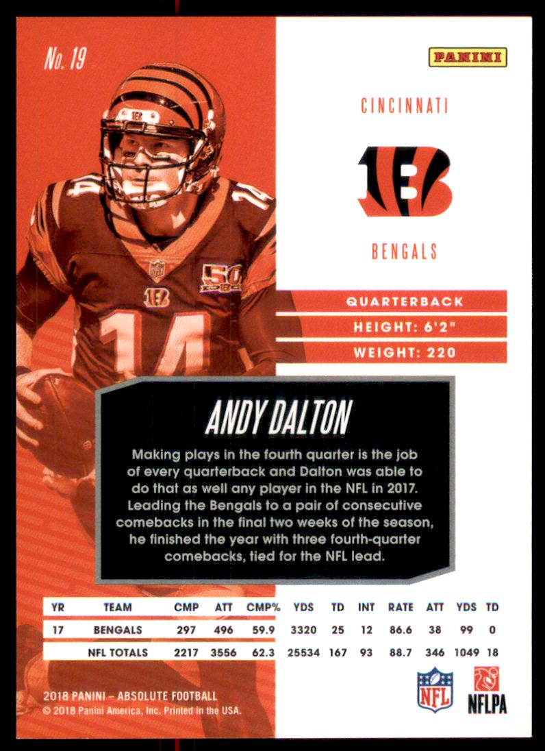 2018 Absolute Spectrum Orange #19 Andy Dalton back image