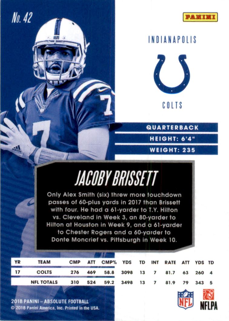 2018 Absolute Spectrum Orange #42 Jacoby Brissett back image