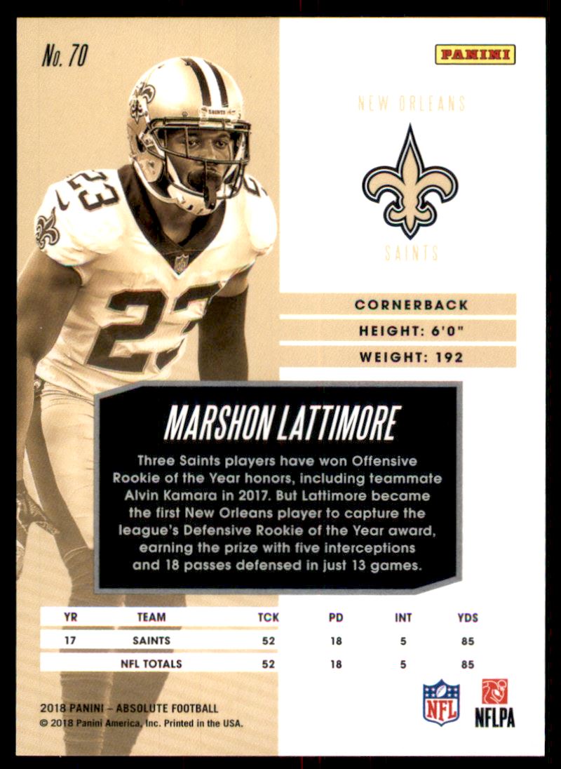 2018 Absolute Spectrum Orange #70 Marshon Lattimore back image