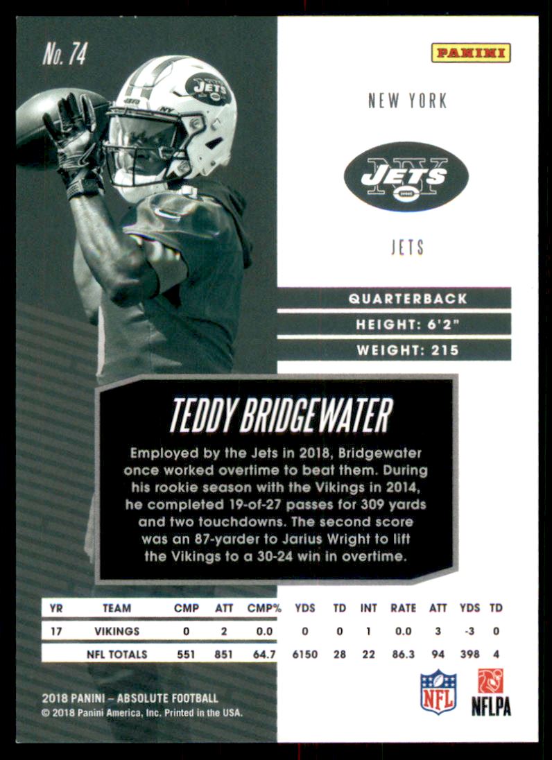 2018 Absolute Spectrum Orange #74 Teddy Bridgewater back image