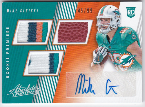 2018 Absolute Rookie Premiere Material Autographs Spectrum #187 Mike Gesicki/99