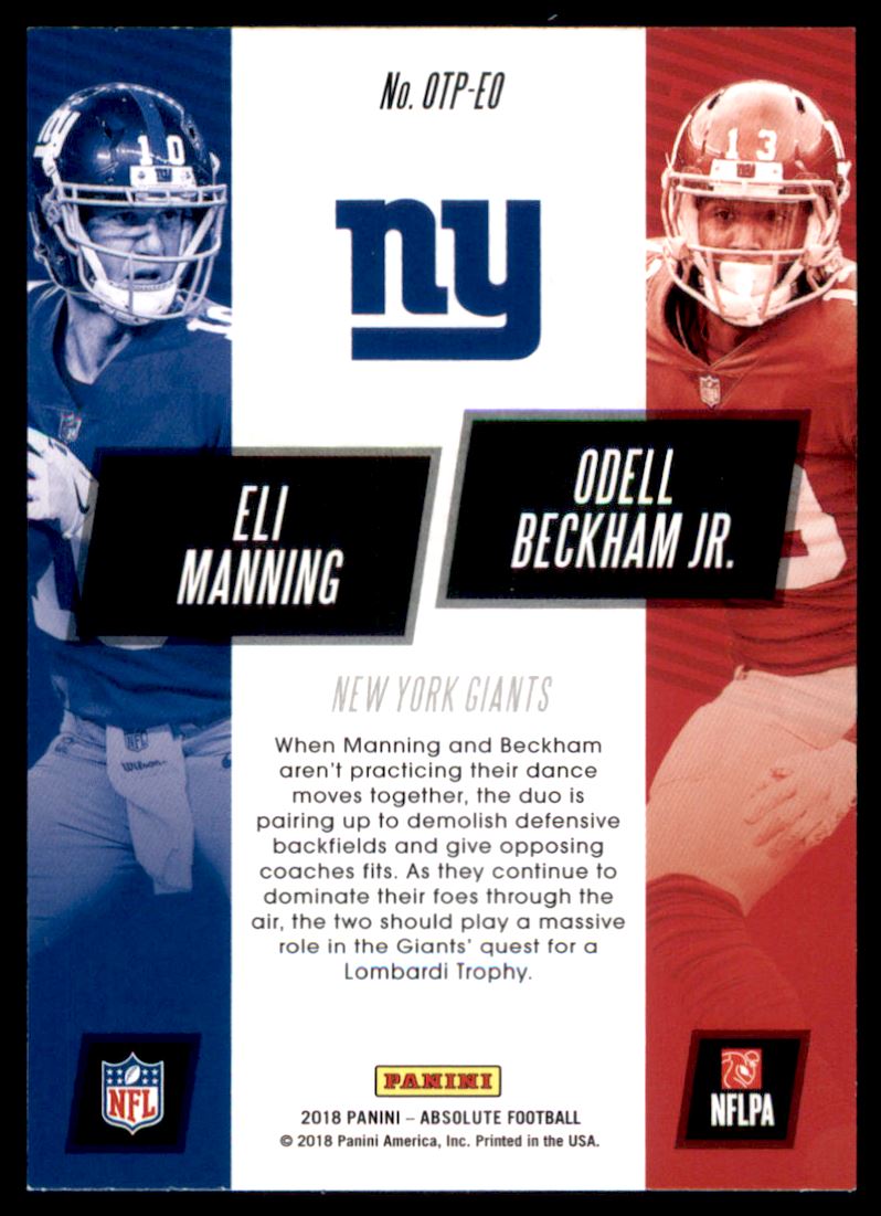 2018 Absolute One Two Punch #12 Odell Beckham Jr./Eli Manning