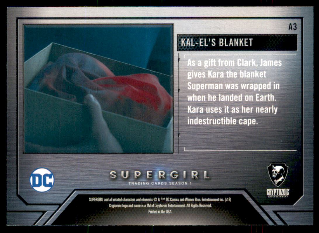 2018 Cryptozoic Supergirl Season 1 Artifacts Rainbow Foil #A3 Kal-El's Blanket back image