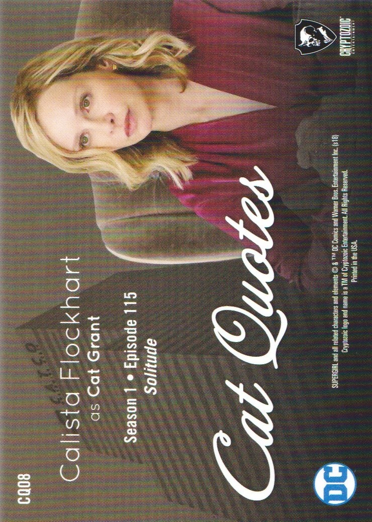 2018 Cryptozoic Supergirl Season 1 Cat Quotes #CQ8 Relevant people! In my office! back image