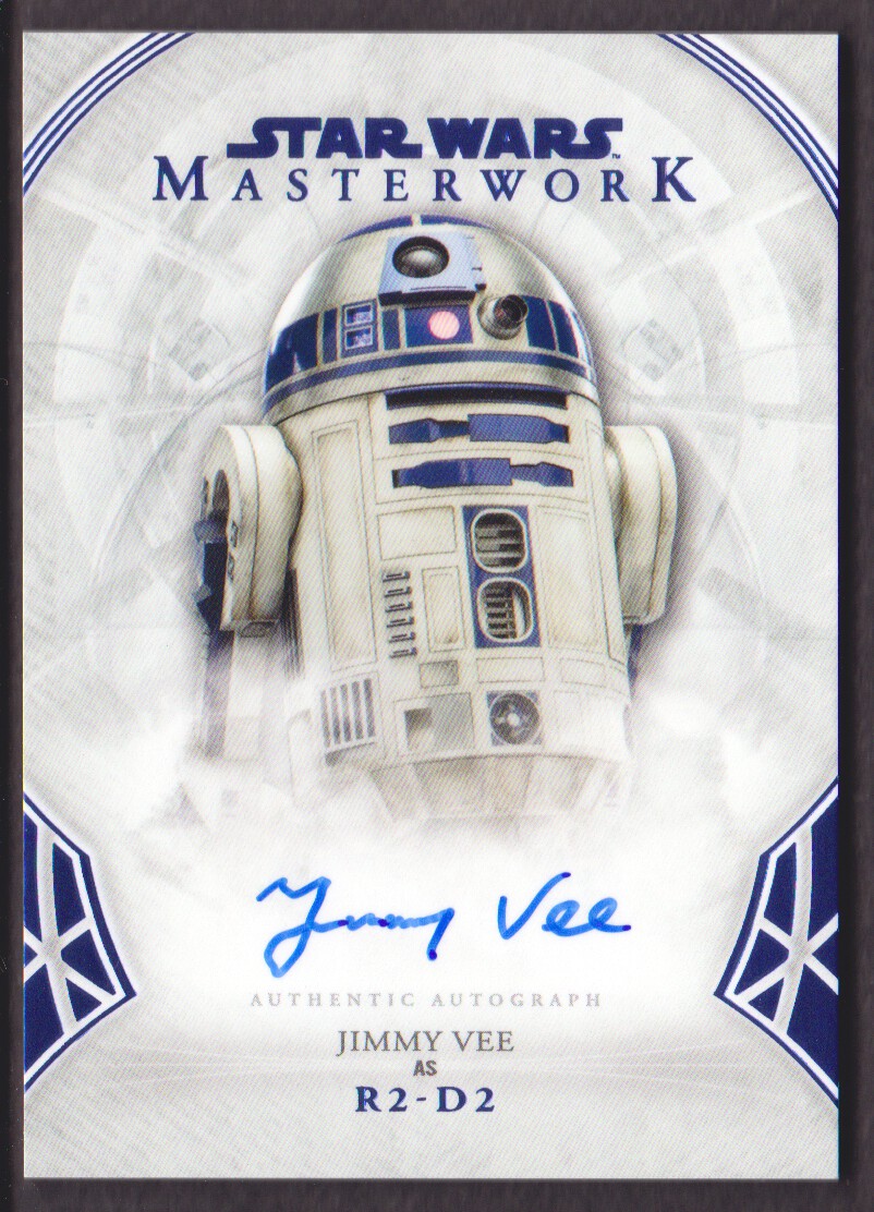2018 Topps Star Wars Masterwork Autographs Blue Foil #AJV Jimmy Vee as R2-D2