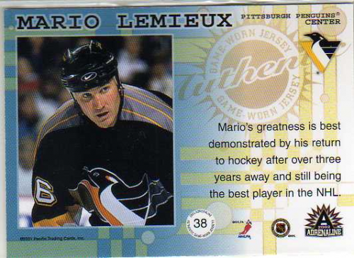 2001 Mario Lemieux All-Star Game Worn Jersey