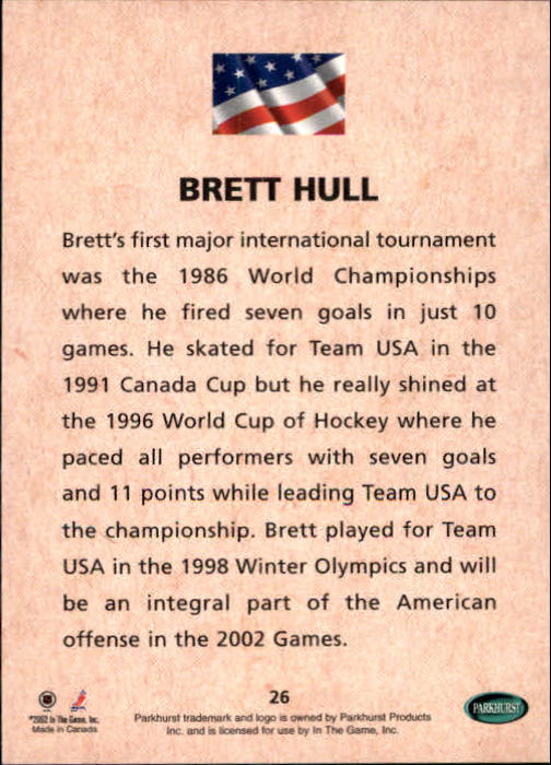 2001-02 Parkhurst Waving the Flag #26 Brett Hull back image