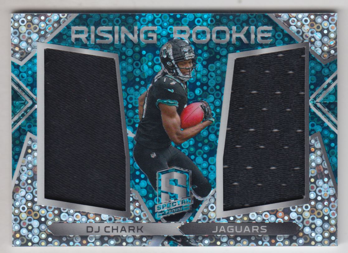 2018 Panini Spectra Rising Rookie Materials Neon Blue #16 D.J. Chark Jr.