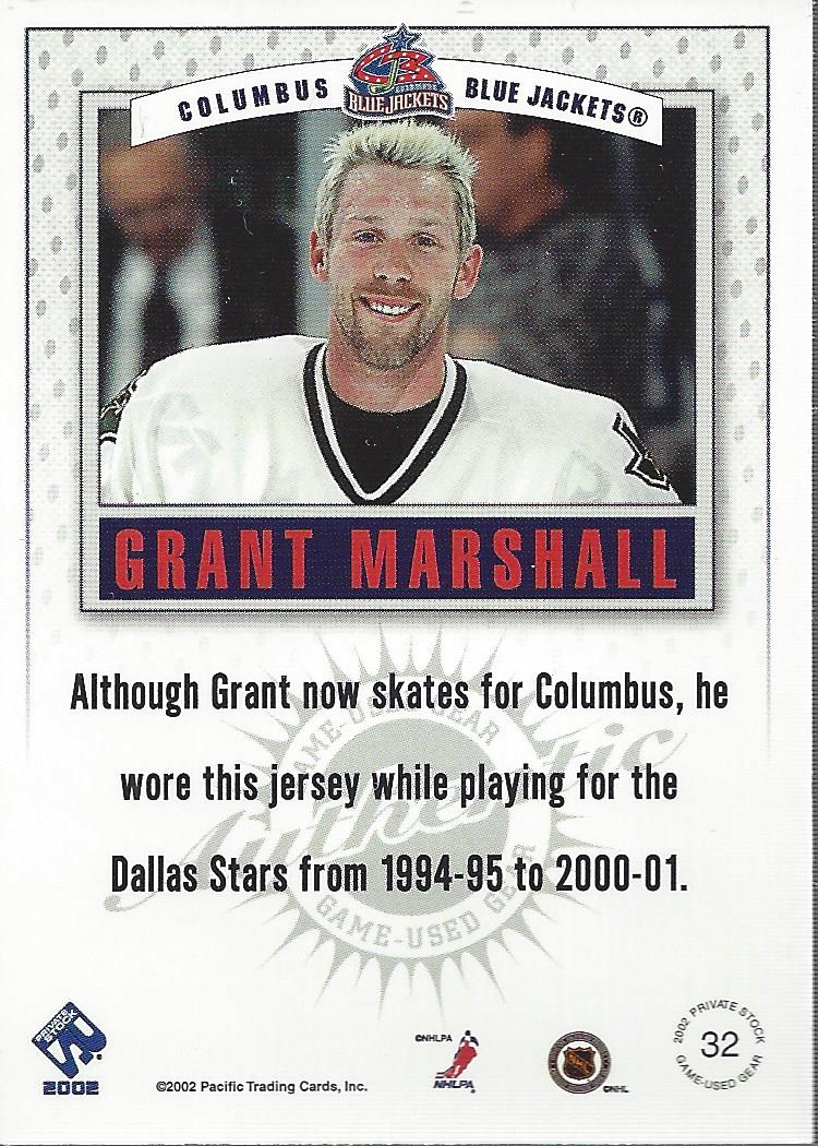 2001-02 Private Stock Game Gear #32 Grant Marshall SP back image