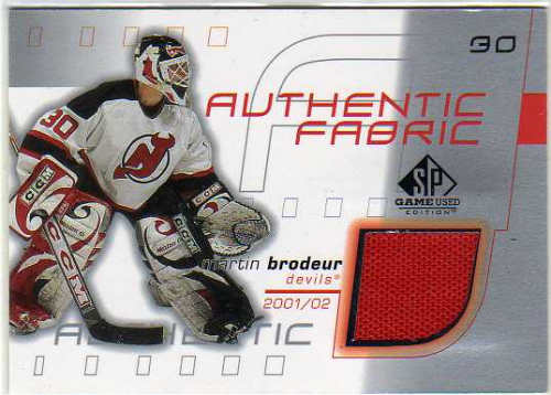 2001-02 SP Game Used Authentic Fabric #AFMB Martin Brodeur
