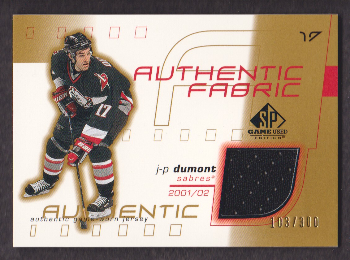 2001-02 SP Game Used Authentic Fabric Gold #AFJD J-P Dumont