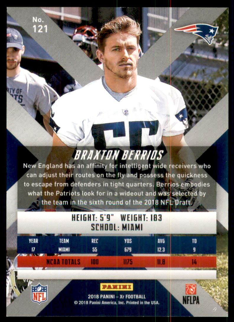 2018 Panini XR #121 Braxton Berrios RC - NM-MT