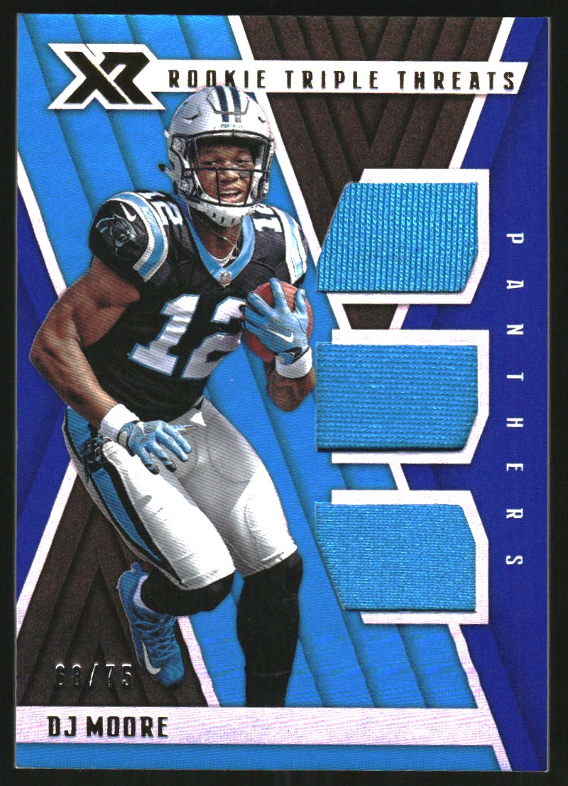 2018 Panini XR Rookie Triple Threats Materials Blue #7 D.J. Moore