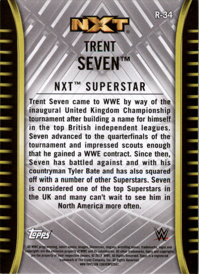 2018 Topps WWE NXT #R34 Trent Seven RC - NM-MT