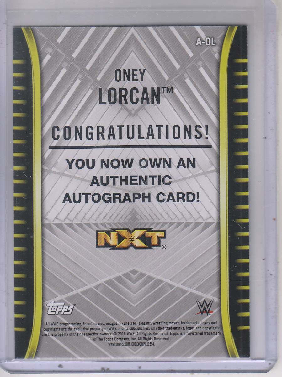 2018 Topps WWE NXT Autographs #AOL Oney Lorcan back image