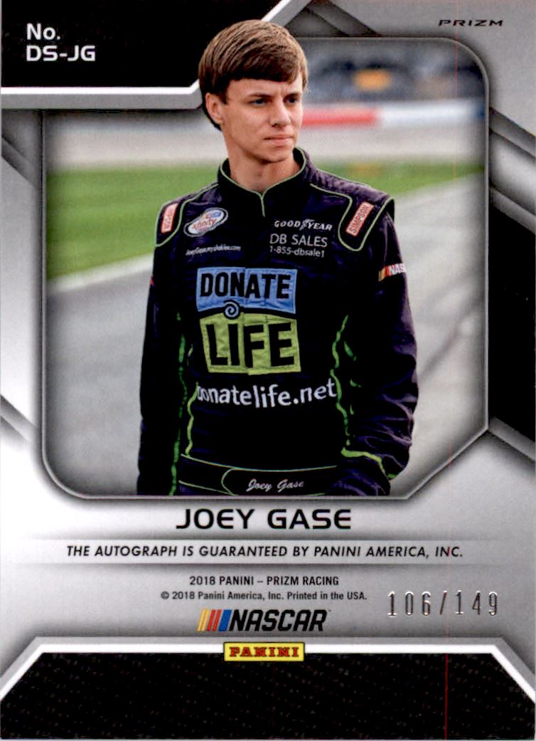 2018 Panini Prizm Autographs Prizms Red White and Blue #4 Joey Gase/149 back image