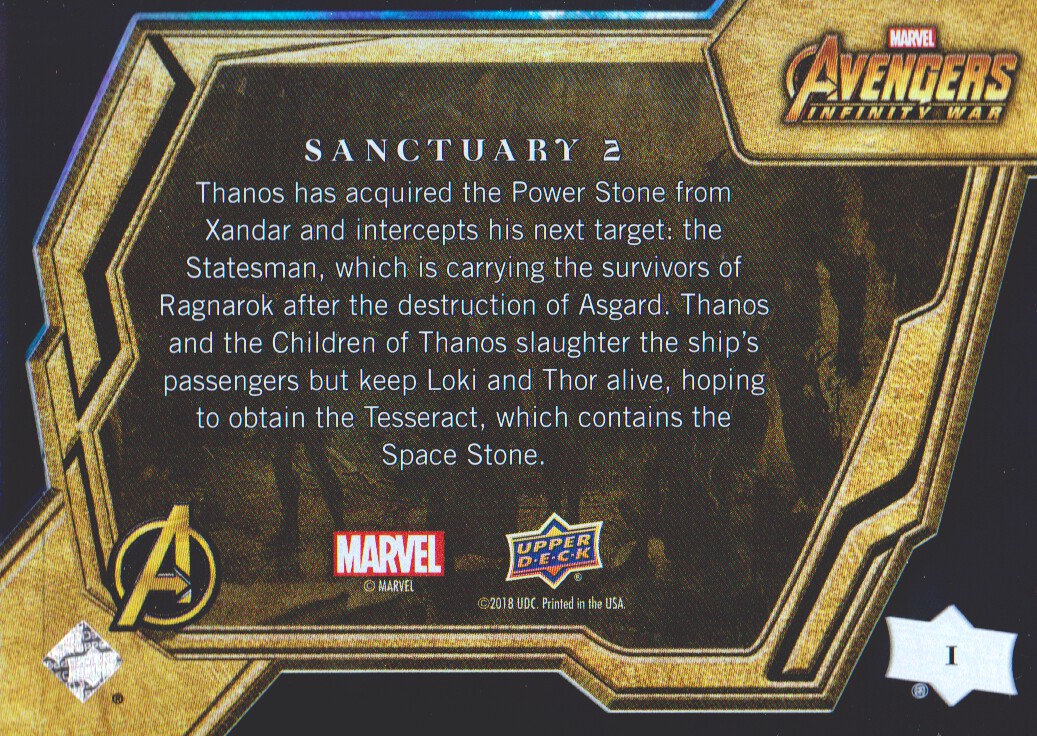 2018 Upper Deck Avengers Infinity War #1 Sanctuary 2 back image