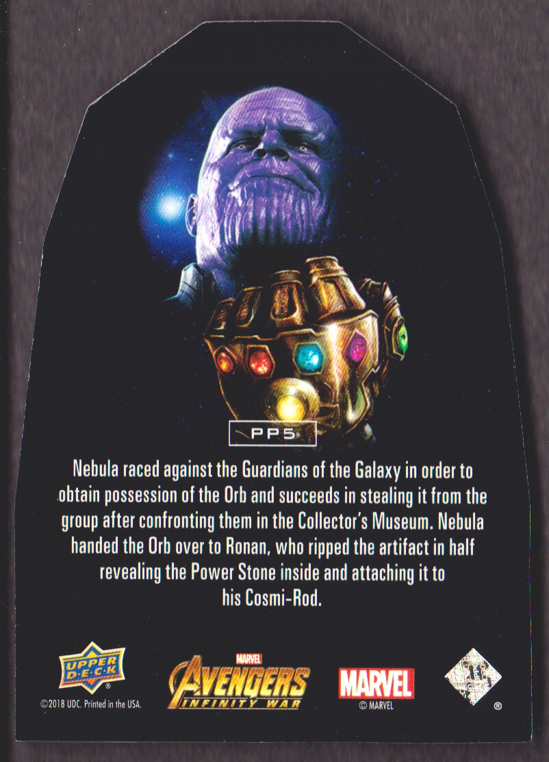 2018 Upper Deck Avengers Infinity War Infinity Stones Power Stone Die-Cuts #PP5 Nebula back image