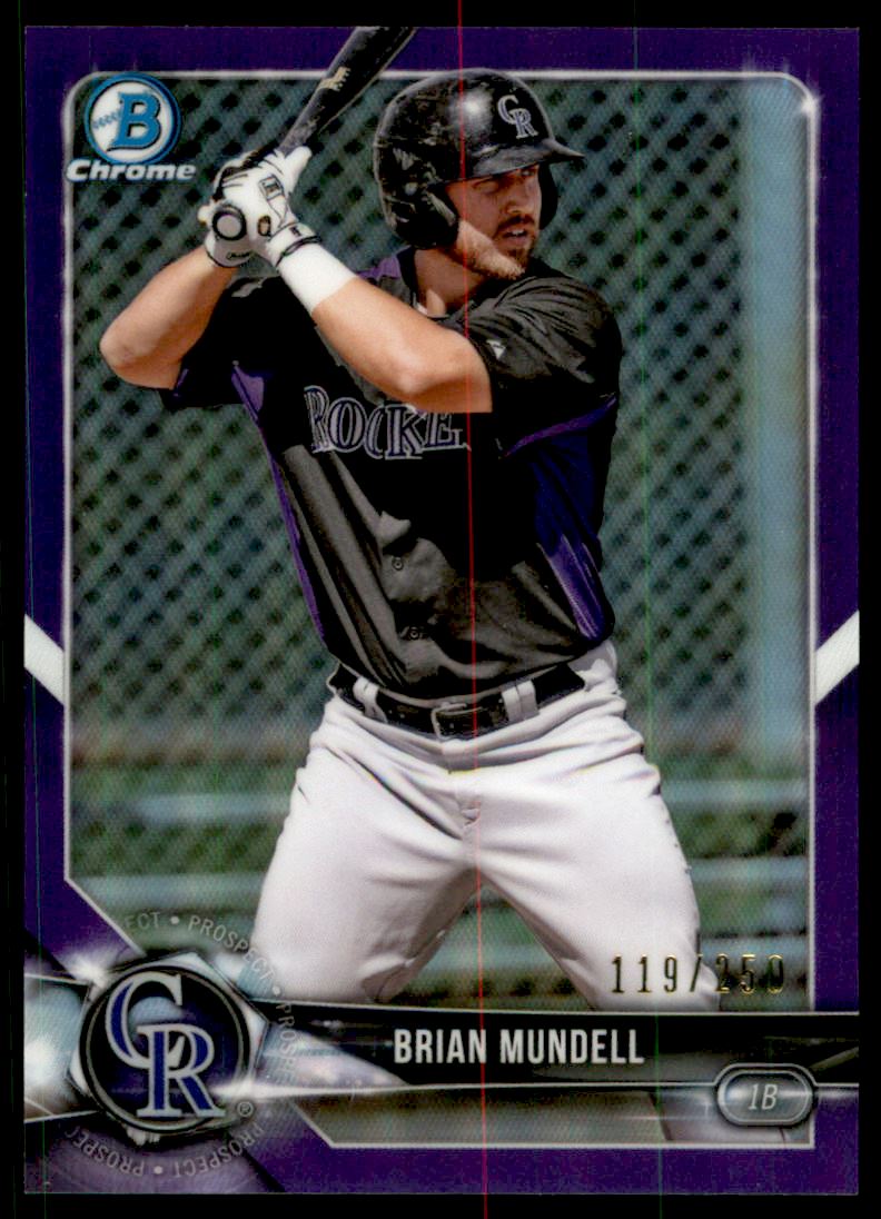 2018 Bowman Chrome Prospects Purple Refractors #BCP162 Brian Mundell