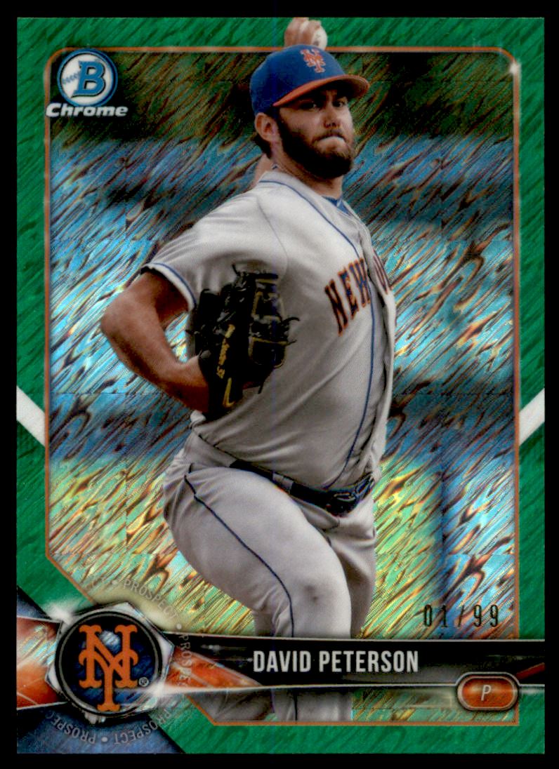 2018 Bowman Chrome Prospects Green Shimmer Refractors #BCP205 David Peterson
