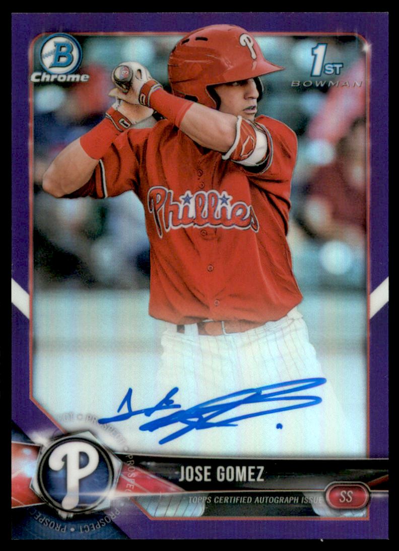 2018 Bowman Chrome Prospect Autographs Purple Refractors #CPAJG Jose Gomez